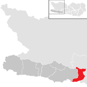 Lage der Gemeinde Sankt Stefan im Gailtal im Bezirk Hermagor (anklickbare Karte)
