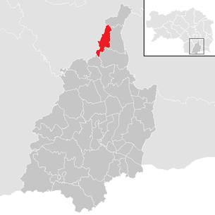 Lage der Gemeinde Sankt Ulrich am Waasen im Bezirk Leibnitz (anklickbare Karte)