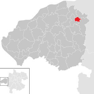 Lage der Gemeinde Sankt Veit im Innkreis im Bezirk Braunau am Inn (anklickbare Karte)
