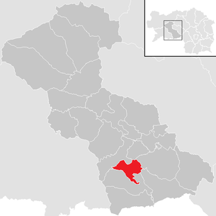 Lage der Gemeinde Sankt Wolfgang-Kienberg im Bezirk Judenburg (anklickbare Karte)