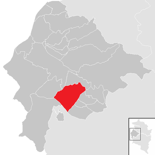 Lage der Gemeinde Satteins im Bezirk Feldkirch (anklickbare Karte)