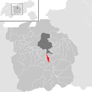 Lage der Gemeinde Schönberg im Stubaital im Bezirk Innsbruck Land (anklickbare Karte)