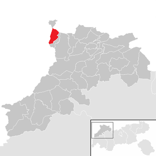Lage der Gemeinde Schattwald im Bezirk Reutte (anklickbare Karte)