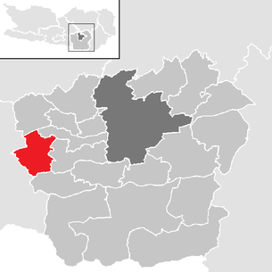 Lage der Gemeinde Schiefling am Wörthersee im Bezirk Klagenfurt-Land (anklickbare Karte)
