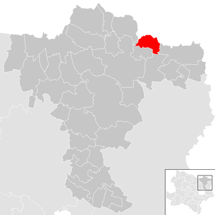 Lage der Gemeinde Schrattenberg im Bezirk Mistelbach (anklickbare Karte)