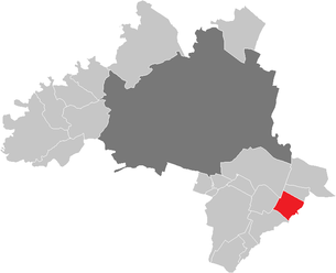 Lage der Gemeinde Schwadorf im Bezirk Wien-Umgebung (anklickbare Karte)