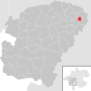 Lage der Gemeinde Schwanenstadt im Bezirk  Vöcklabruck (anklickbare Karte)
