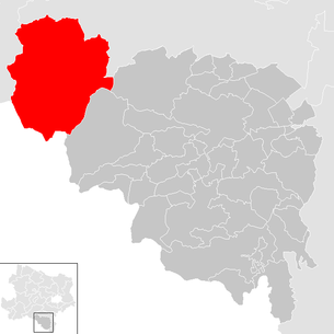 Lage der Gemeinde Schwarzau im Gebirge im Bezirk Neunkirchen (anklickbare Karte)