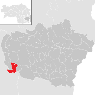 Lage der Gemeinde Schwarzau im Schwarzautal im Bezirk Feldbach (anklickbare Karte)