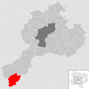 Lage der Gemeinde Schwarzenbach an der Pielach im Bezirk Sankt Pölten-Land (anklickbare Karte)