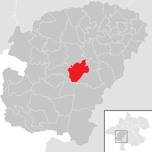 Lage der Gemeinde Seewalchen am Attersee im Bezirk  Vöcklabruck (anklickbare Karte)