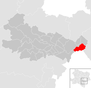 Lage der Gemeinde Seibersdorf (Niederösterreich) im Bezirk Baden (anklickbare Karte)