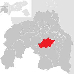 Lage der Gemeinde Serfaus im Bezirk Landeck (anklickbare Karte)