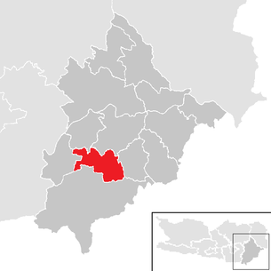 Lage der Gemeinde Sittersdorf im Bezirk Völkermarkt (anklickbare Karte)