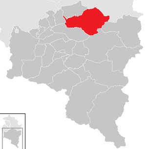 Lage der Gemeinde Sonntag (Vorarlberg) im Bezirk Bludenz (anklickbare Karte)