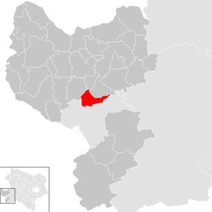 Lage der Gemeinde Sonntagberg im Bezirk Amstetten (anklickbare Karte)