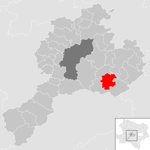 Lage der Gemeinde Stössing im Bezirk Sankt Pölten-Land (anklickbare Karte)