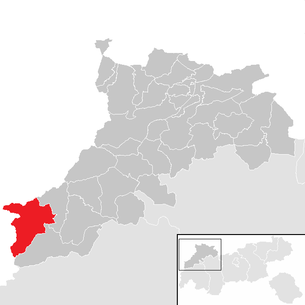 Lage der Gemeinde Steeg (Tirol) im Bezirk Reutte (anklickbare Karte)