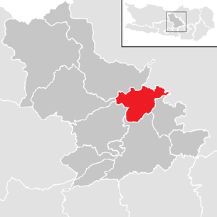 Lage der Gemeinde Steuerberg im Bezirk Feldkirchen (anklickbare Karte)