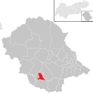 Lage der Gemeinde Strassen (Tirol) im Bezirk Lienz (anklickbare Karte)