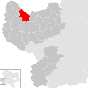 Lage der Gemeinde Strengberg im Bezirk Amstetten (anklickbare Karte)