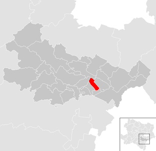 Lage der Gemeinde Teesdorf im Bezirk Baden (anklickbare Karte)