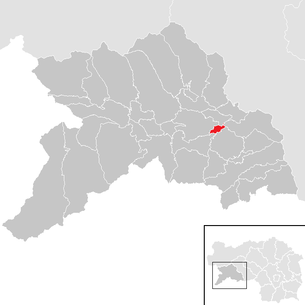 Lage der Gemeinde Teufenbach im Bezirk Murau (anklickbare Karte)