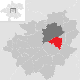 Lage der Gemeinde Thalheim bei Wels im Bezirk Wels-Land (anklickbare Karte)