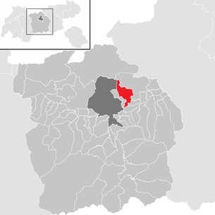 Lage der Gemeinde Thaur im Bezirk Innsbruck Land (anklickbare Karte)