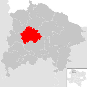 Lage der Gemeinde Thaya (Niederösterreich) im Bezirk  Waidhofen an der Thaya (anklickbare Karte)