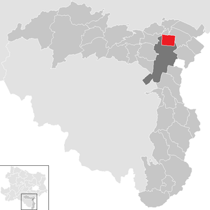 Lage der Gemeinde Theresienfeld im Bezirk Wiener Neustadt-Land (anklickbare Karte)