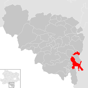 Lage der Gemeinde Thomasberg (Niederösterreich) im Bezirk Neunkirchen (anklickbare Karte)