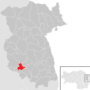 Lage der Gemeinde Tiefenbach bei Kaindorf im Bezirk Feldbach (anklickbare Karte)