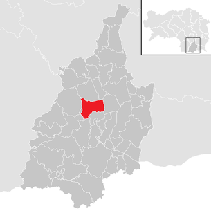 Lage der Gemeinde Tillmitsch im Bezirk Leibnitz (anklickbare Karte)