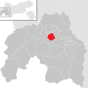 Lage der Gemeinde Tobadill im Bezirk Landeck (anklickbare Karte)