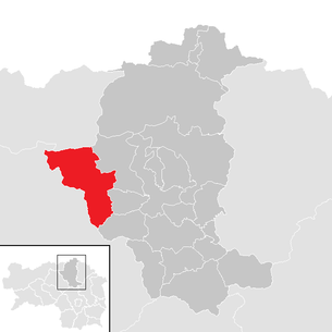 Lage der Gemeinde Tragöß im Bezirk Bruck an der Mur (anklickbare Karte)