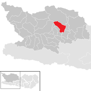 Lage der Gemeinde Trebesing im Bezirk Spittal an der Drau (anklickbare Karte)
