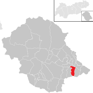 Lage der Gemeinde Tristach im Bezirk Lienz (anklickbare Karte)