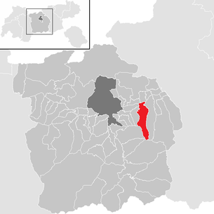 Lage der Gemeinde Tulfes im Bezirk Innsbruck Land (anklickbare Karte)
