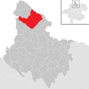 Lage der Gemeinde Ulrichsberg im Bezirk Rohrbach (anklickbare Karte)