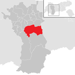 Lage der Gemeinde Umhausen im Bezirk Imst (anklickbare Karte)