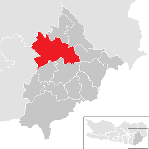 Lage der Gemeinde Völkermarkt im Bezirk Völkermarkt (anklickbare Karte)