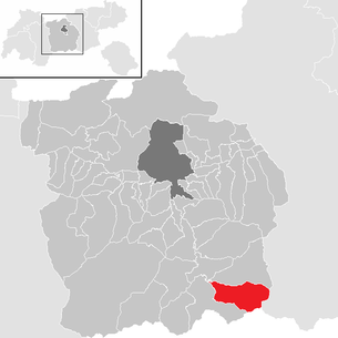 Lage der Gemeinde Vals (Tirol) im Bezirk Innsbruck Land (anklickbare Karte)