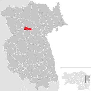 Lage der Gemeinde Vorau im Bezirk Feldbach (anklickbare Karte)