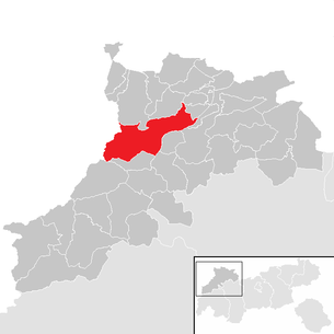 Lage der Gemeinde Weißenbach am Lech im Bezirk Reutte (anklickbare Karte)
