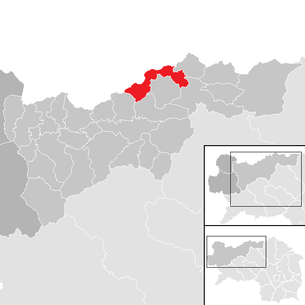 Lage der Gemeinde Weißenbach an der Enns im Bezirk Liezen (anklickbare Karte)