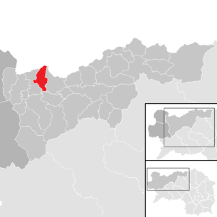 Lage der Gemeinde Weißenbach bei Liezen im Bezirk Liezen (anklickbare Karte)