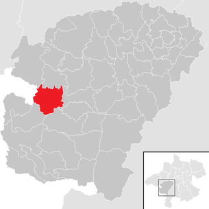 Lage der Gemeinde Weißenkirchen im Attergau im Bezirk  Vöcklabruck (anklickbare Karte)