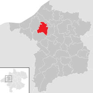Lage der Gemeinde Weilbach (Oberösterreich) im Bezirk Ried im Innkreis (anklickbare Karte)