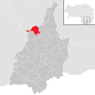 Lage der Gemeinde Weitendorf (Steiermark) im Bezirk Leibnitz (anklickbare Karte)